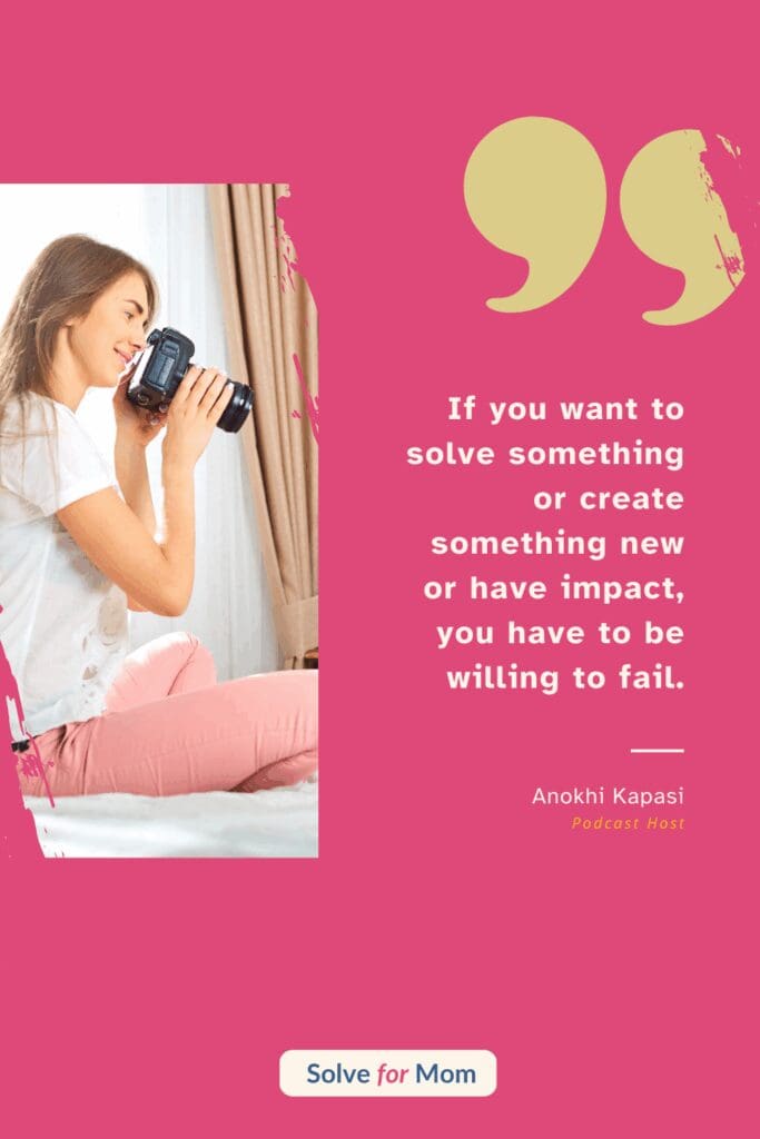 Woman learning photography with professional camera while continuing personal growth journey - inspirational quote about embracing failure in the learning process