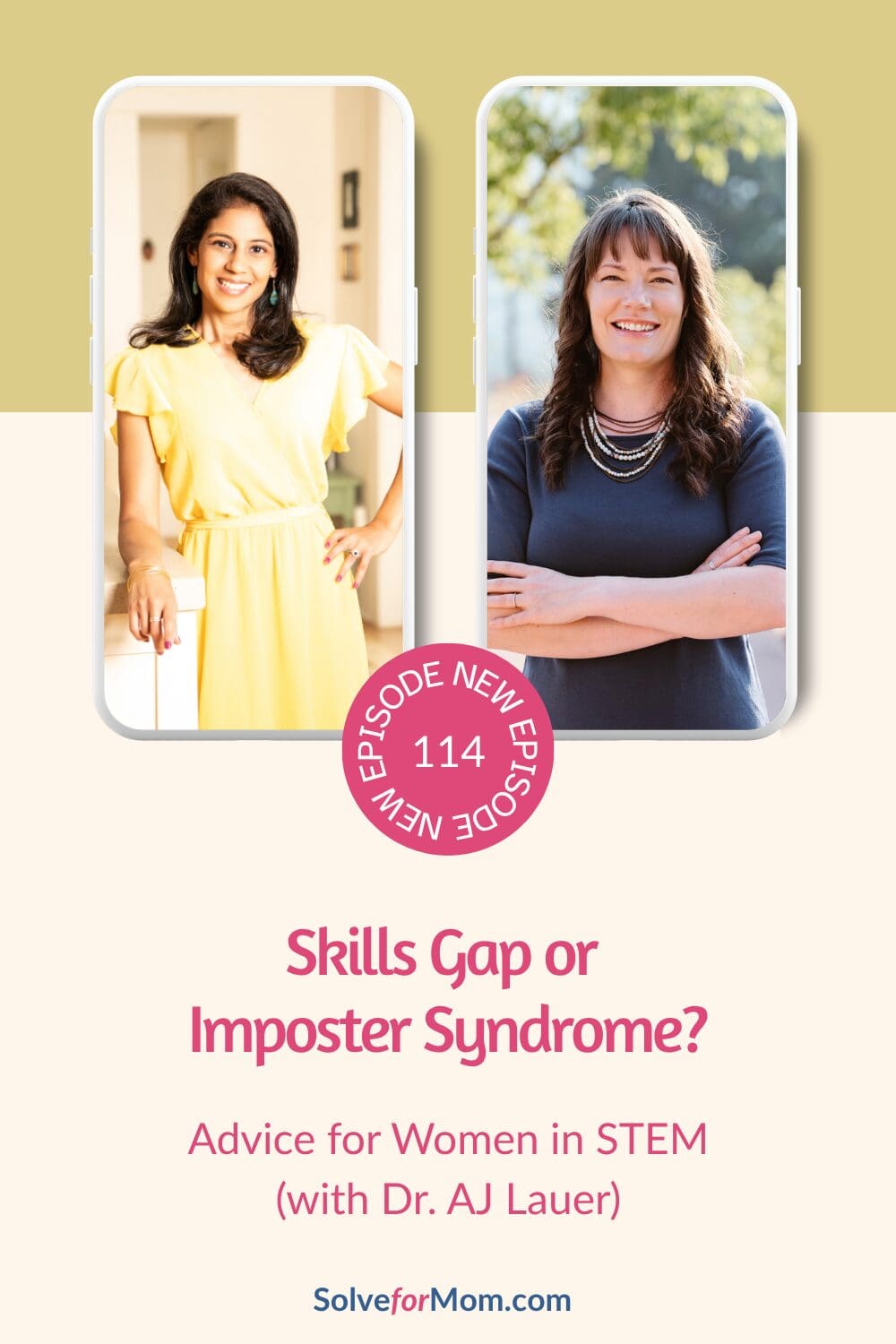 Graphic for high-achieving moms in STEM explaining imposter syndrome in women in STEM and how to tell a skills gap vs imposter syndrome. Highlights “prove-it pressure,” over-preparing at work, perfectionism at work, and a quick clarity conversation to set expectations with your boss so you can feel more confident in meetings.
