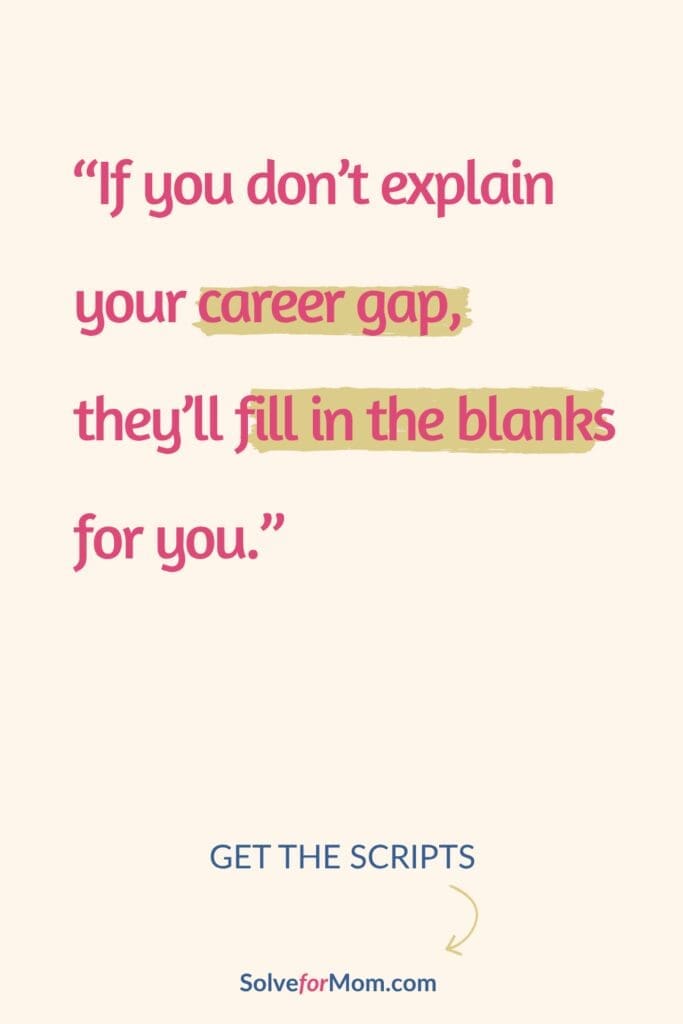 Quote graphic about explaining a career gap in STEM with calm, neutral wording and a credibility bridge, designed for resume gap wording examples.